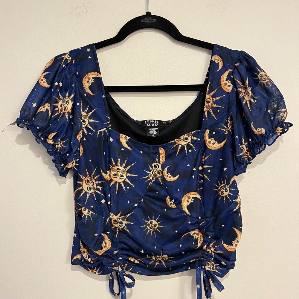 Blue Celestial Print Women's Top
